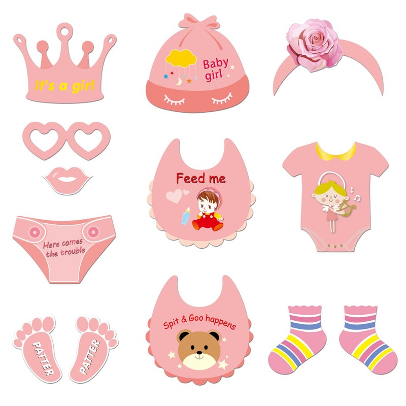Konsait It's a Girl Photo Booth Prop (53Count), Konsait Baby Shower Pink Lovely Baby Bottle Masks Photobooth Props with Sticks for Baby Shower Accessories Newborn Girl Gift Party Favor Supplies Ideas - Image 4